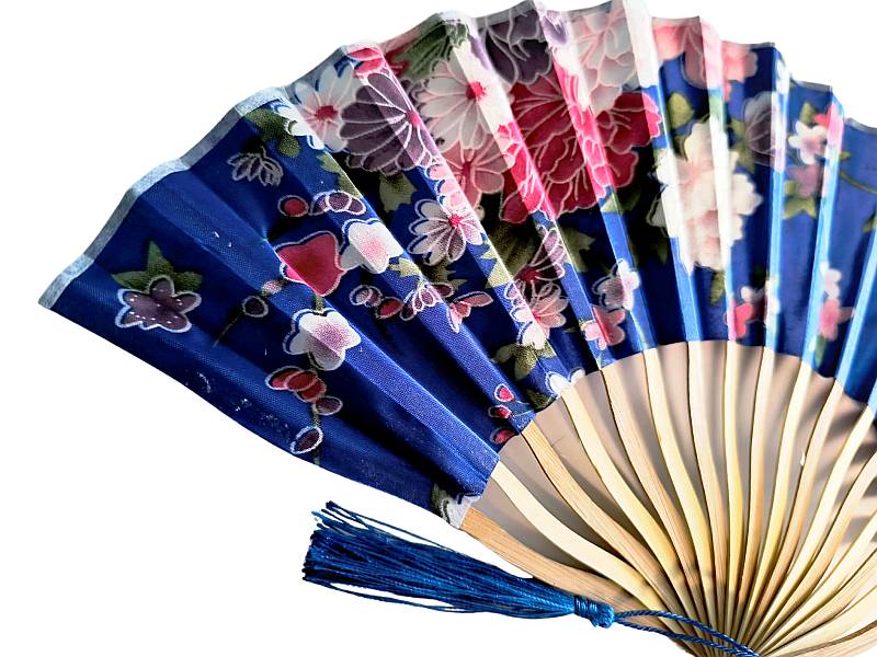 Skládací vějíř Wave Flowers modrý